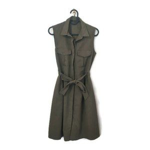 Olive green midi dress A-line